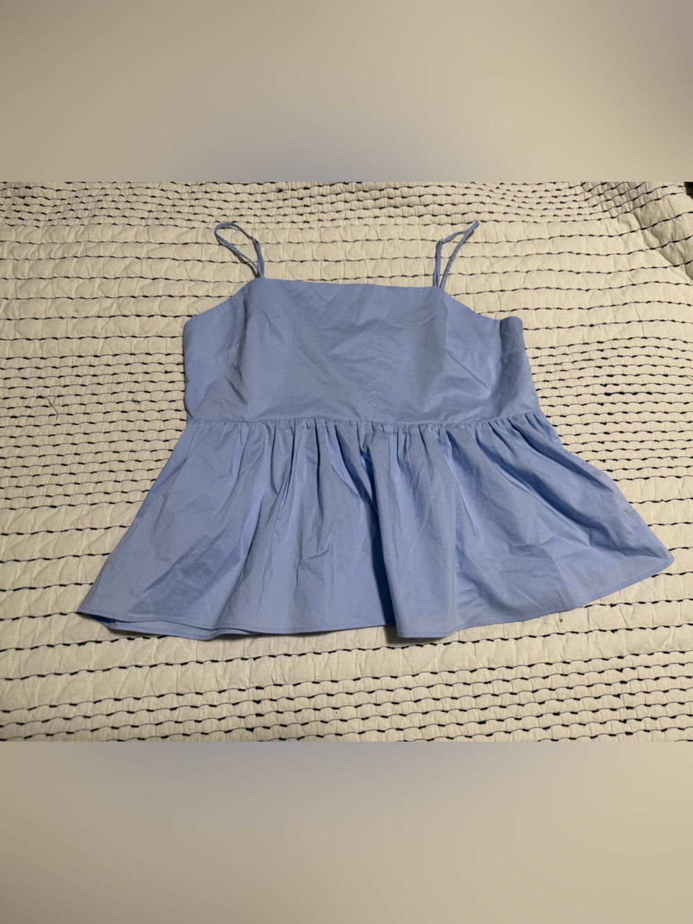 Express Light Blue Spaghetti Strap Peplum Top